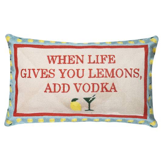 Funny Lemon Needlepoint Pillow – When Life Gives You Lemons, Add Vodka