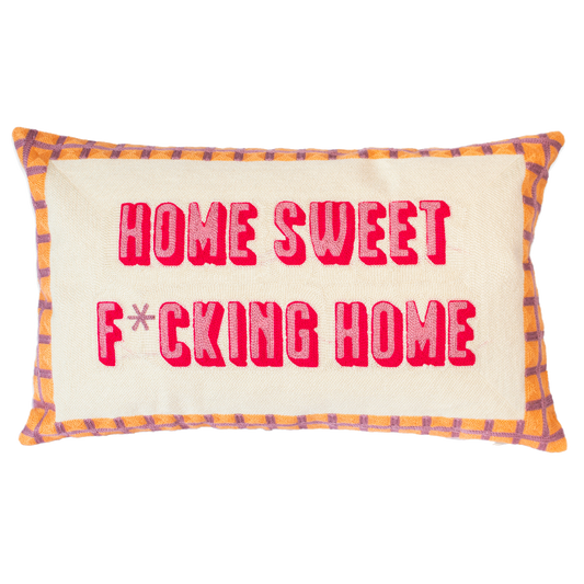Funny Needlepoint Pillow – Home Sweet F*cking Home
