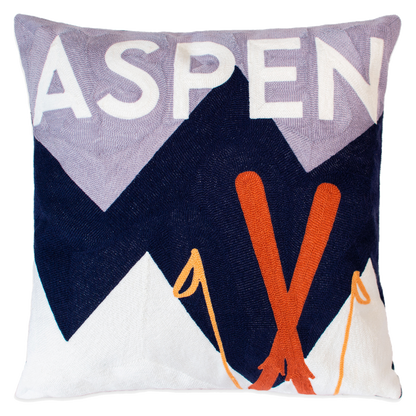 Aspen Ski Needlepoint Pillow