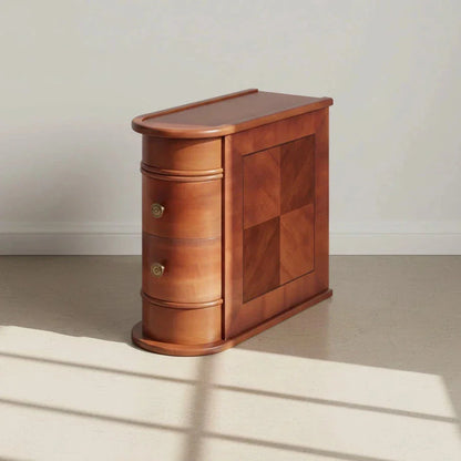 Narrow Storage End Table - Sofa Side & Bedside Table with 2 Easy-Glide Drawers